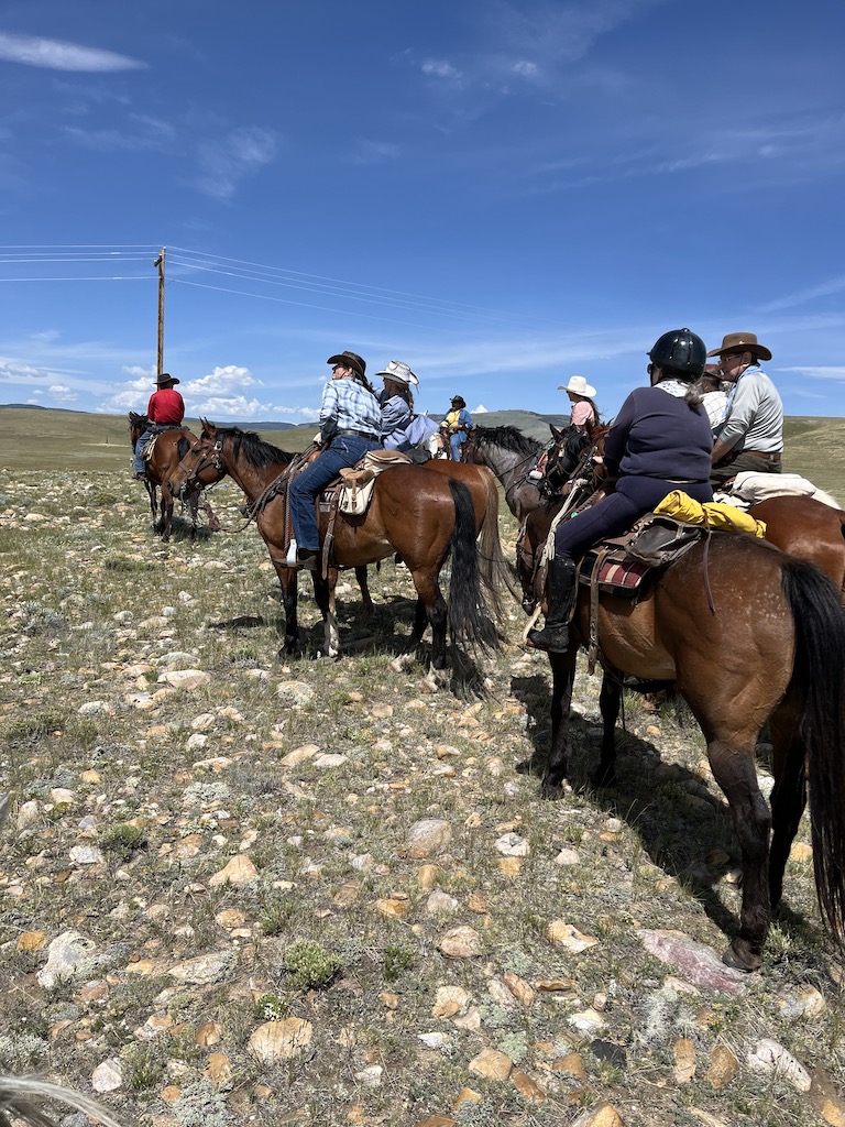 Guests on a morning ride at the Vee Bar Ranch