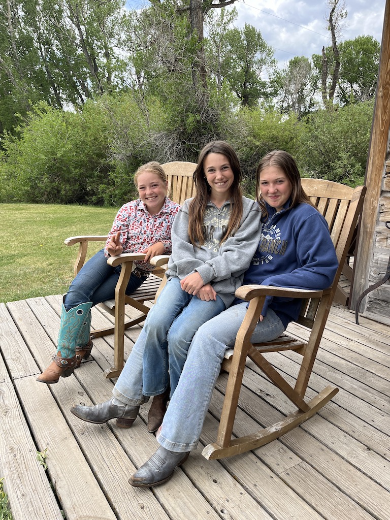 Bailey Kilmer, Valentina Ducharme, and Emma Price at Vee Bar Ranch in Wyoming