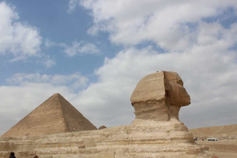 The Sphinx and the great pyramids in Giza, outside of Cairo
