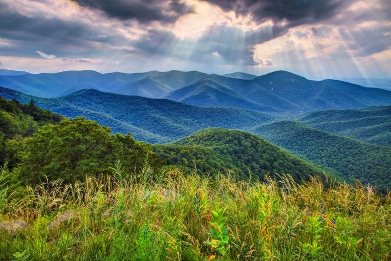 Mile-High Views Along The Blue Ridge Parkway Near Meadows Of Dan
