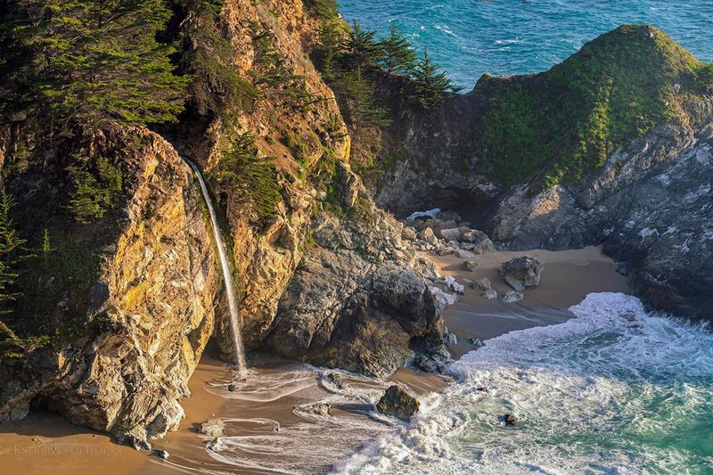 One Of The Few Coastal Waterfalls In California That Plunge Directly Into The Ocean