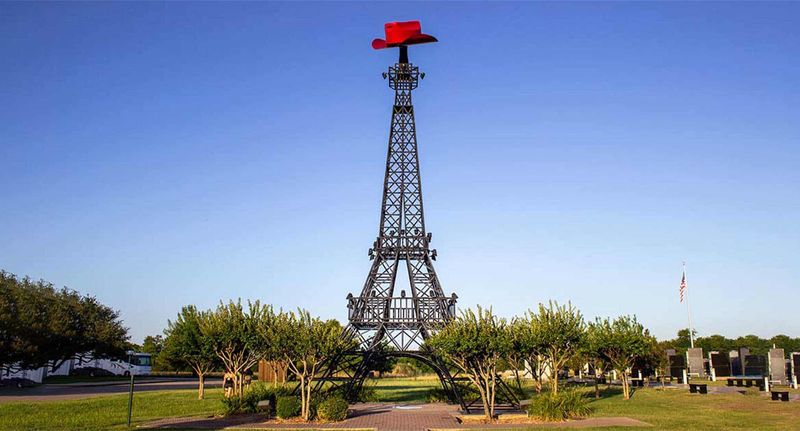 Eiffel Tower with a Red Cowboy Hat