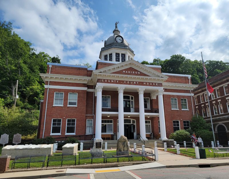 The Courthouse With The Clock Tower Is The Town's Anchor