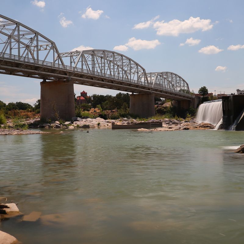 The Llano River Turns Golden At Dusk