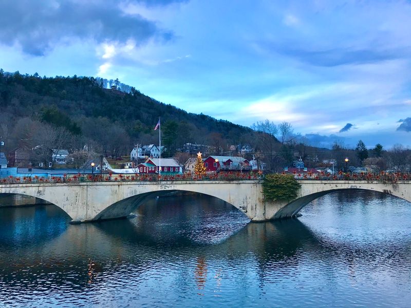 The Deerfield River Splits The Village, Powering Its Scenic, Storybook Setting