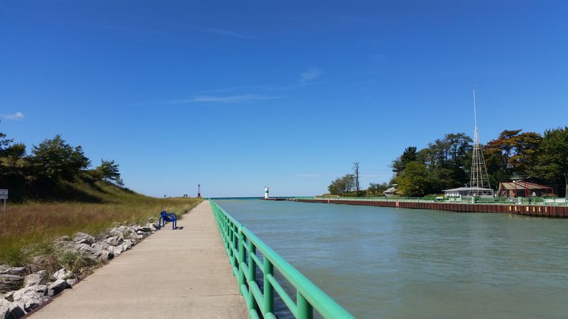Pentwater Lake Connects To Lake Michigan Via A Boat Channel And Piers