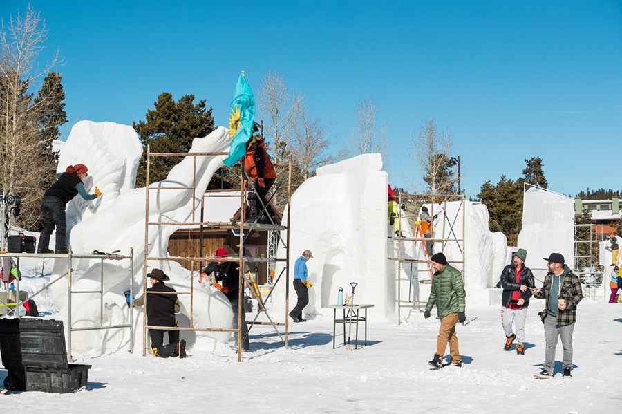 Preparing the International Snow Sculpture Competition in Breckenridge CO. (courtesy GoBreck.com)