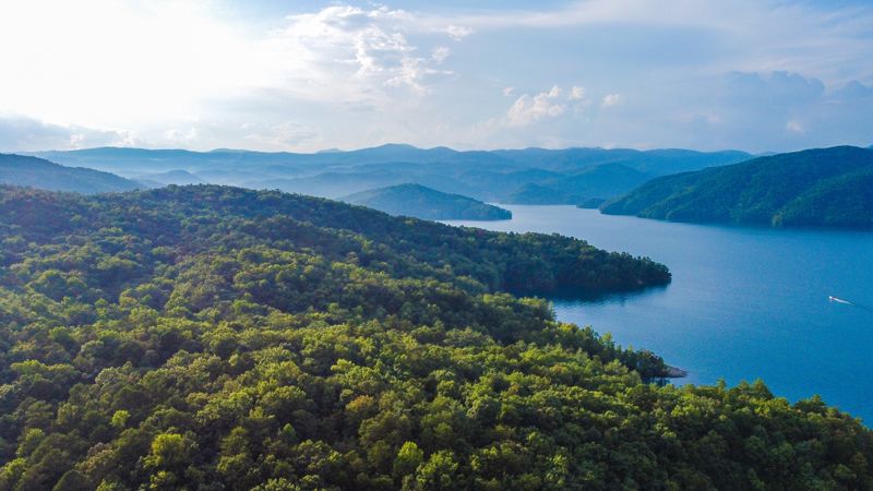The Lake Sits In The Foothills Of The Blue Ridge Mountains