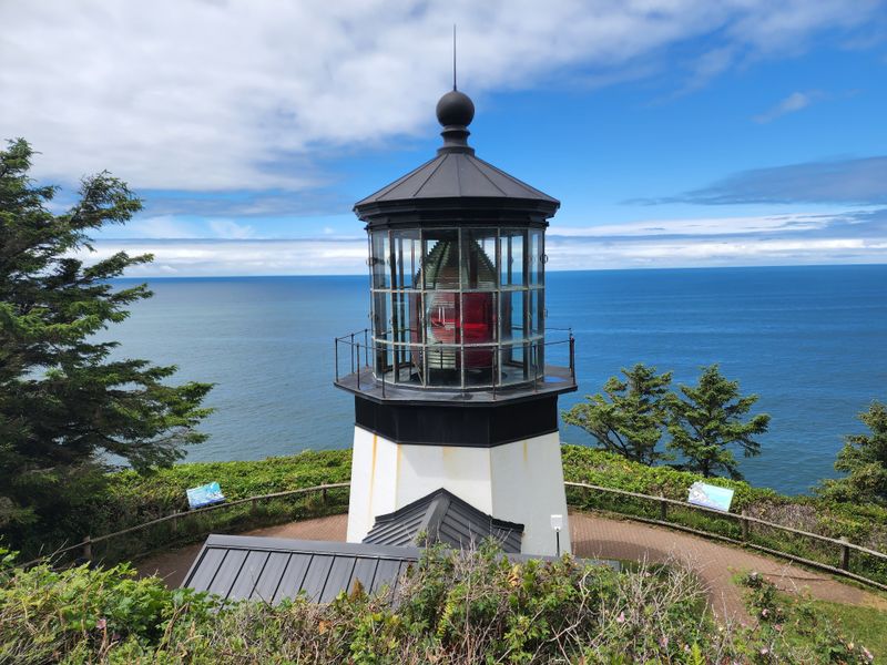 A Historic Lighthouse Perched High Above The Pacific