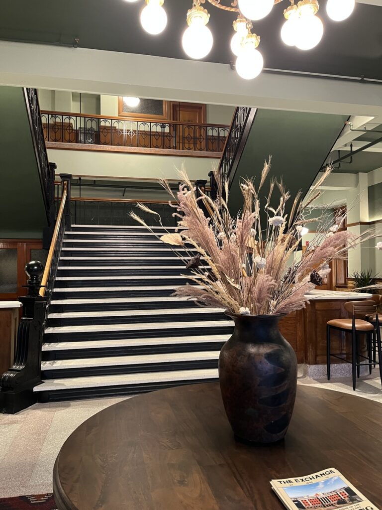 Lobby of newly renovated Exchange Building at National Western Complex Denver