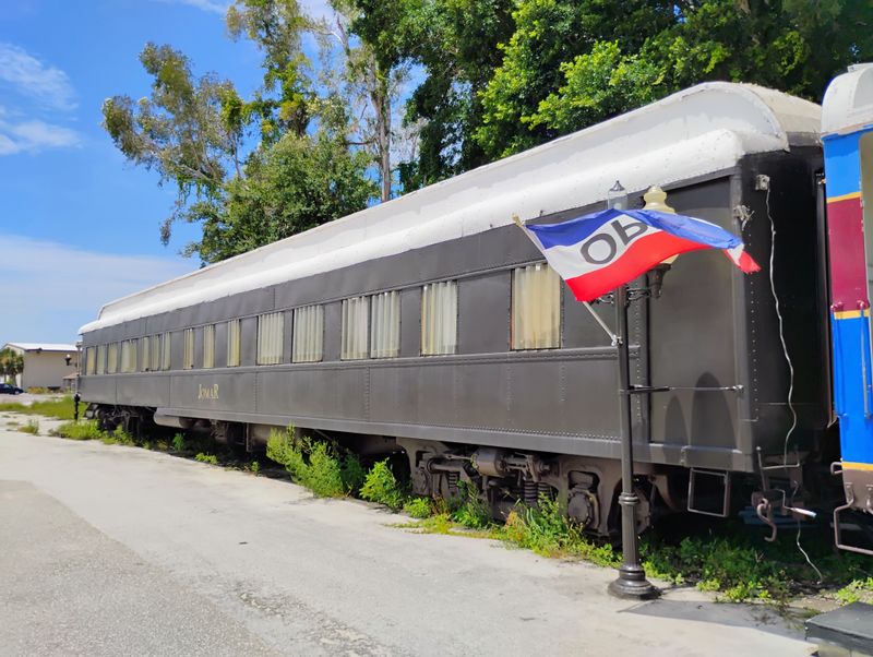 Outdoor Patio Dining With A View Of The Old Train Cars