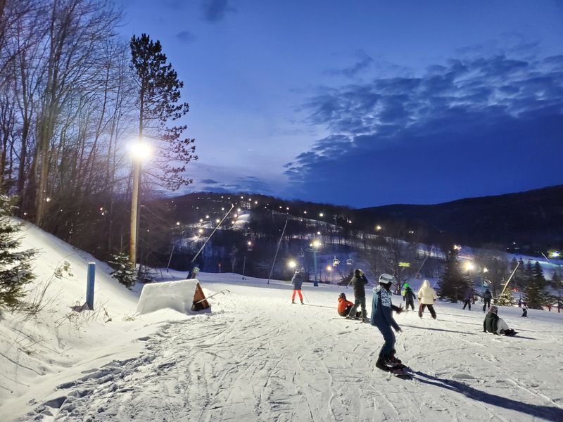 Night Skiing And The Village Afterglow
