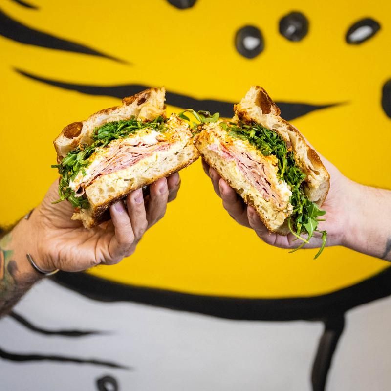 Sandwiches On Pretzel Bread