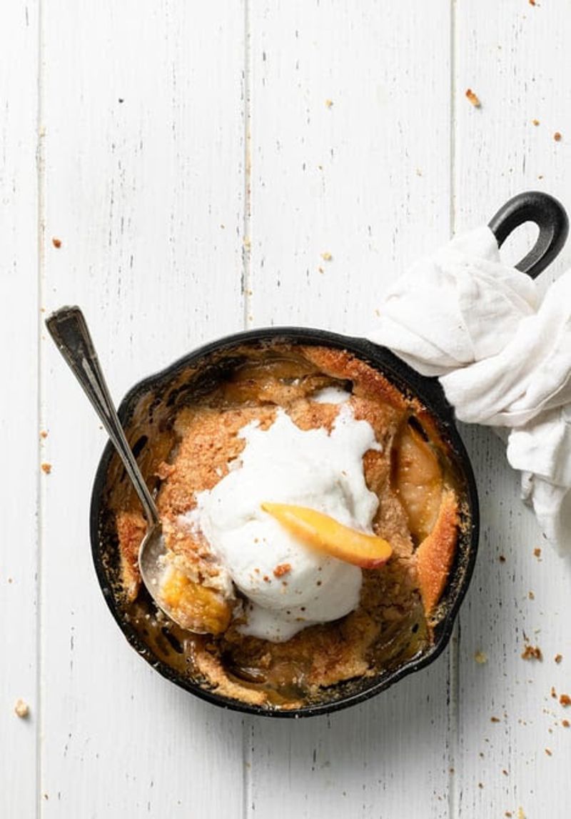 Warm Peach Cobbler With Vanilla Ice Cream