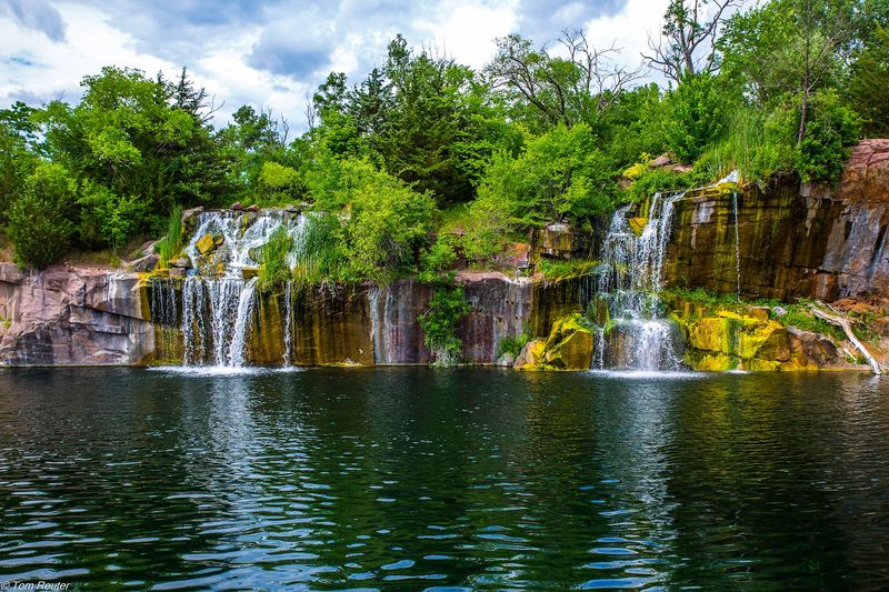 Waterfalls Cascading Over Red Montello Granite