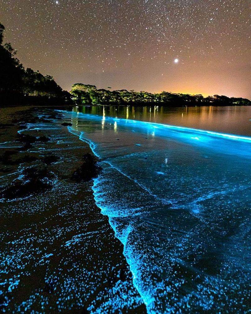The Glow Appears When The Water Is Disturbed