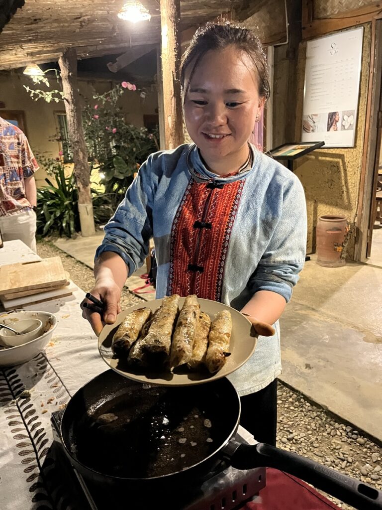 Fried spring rolls complete and delicious at Sapa Eco Homestay in Vietnam