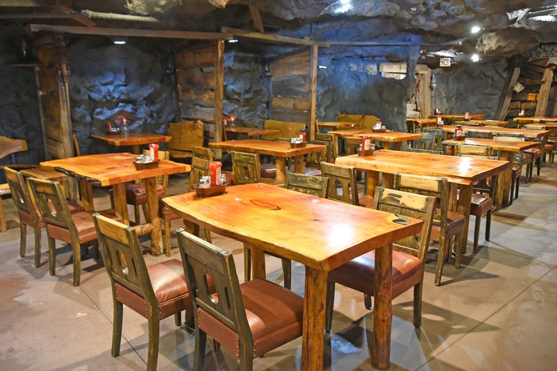 Rustic Wood, Stone, And Metal Create A True Mining Atmosphere