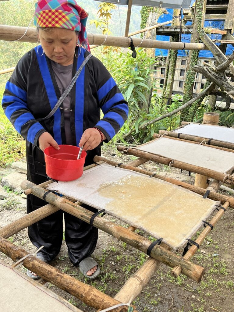 Learning to make bamboo paper from Hmong women in Sapa Region Vietnam