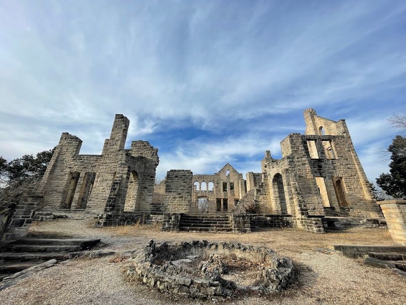 The Dramatic Ruins Of A Stone Castle Overlooking The Ozarks