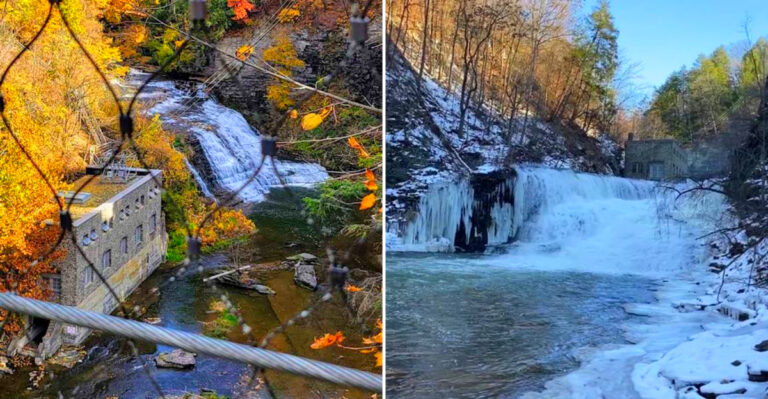 This Hidden Waterfall In New York That Flows Straight Over An Abandoned Mine Is Worth A Visit In 2026