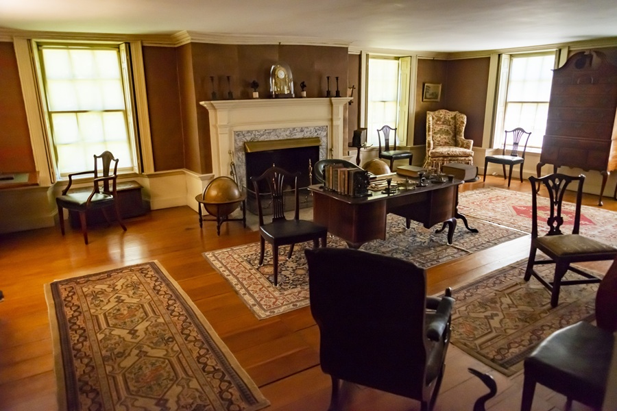 Interior of John Adams house - Adams National Historical Park in Quincy MA.