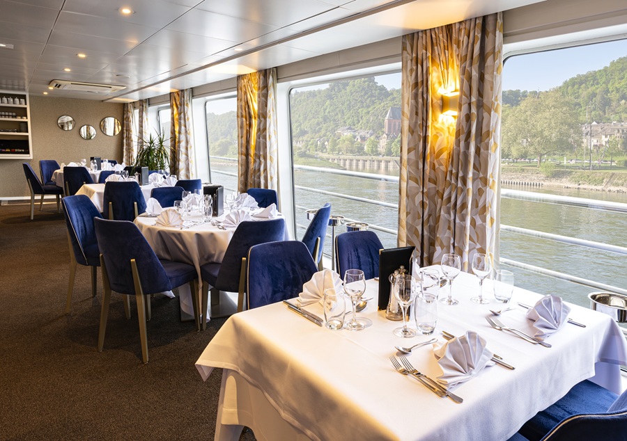 Dining aboard a CroiseEurope riverboat on the Danube River in central Europe