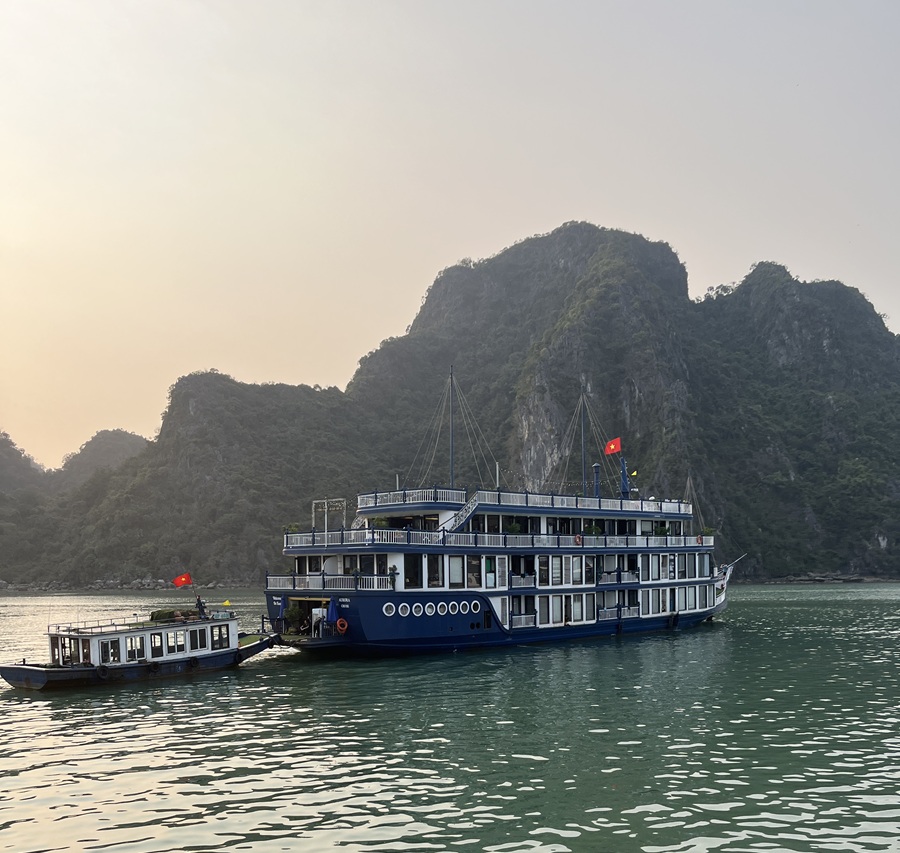 Our Aurora Cruise boat on Lan Ha Bay, Vietnam