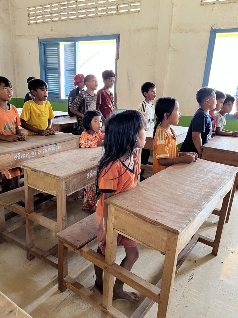 Kids singing at local primary school in Cambodia