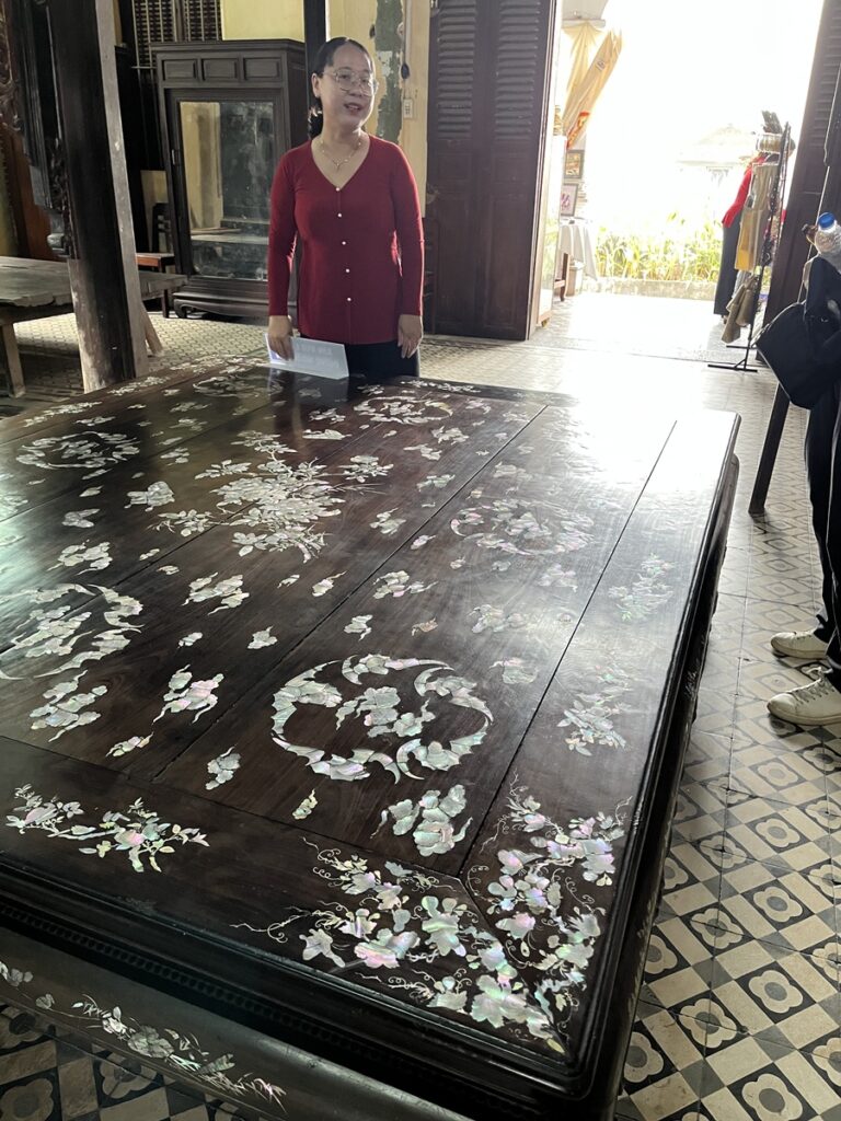 Mother of pearl inlaid table at the Lover's House