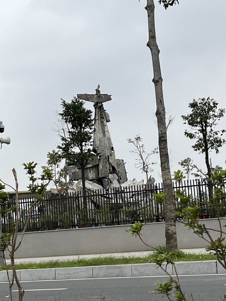 Remnants of a US B-52 bomber - one of 34 shot down over Hanoi in the infamous 1972 Christmas bombings