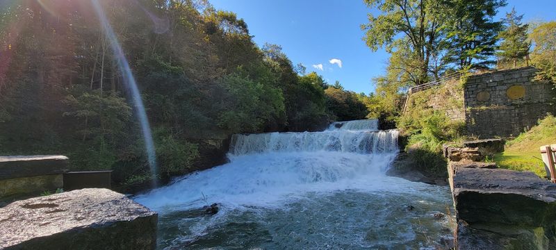 Seneca Mills Falls And The Ruins That Frame It