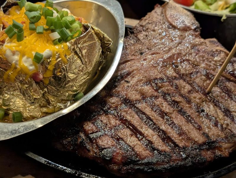 Charcoal-Grilled Steaks Cooked Over Oak Wood For Real Smoky Flavor