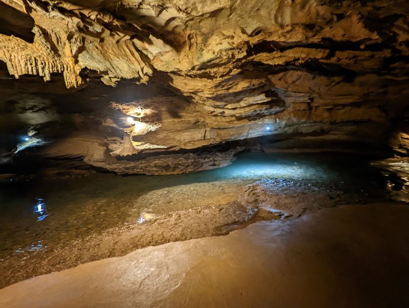 The Underground Stream Running Through The Cave