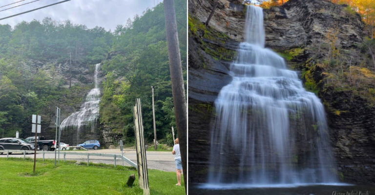 This New York Waterfall Becomes One Of The Most Impressive Roadside Stops When Water Levels Rise