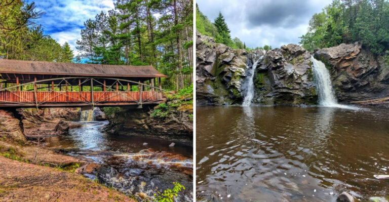 A Little-Known Wisconsin Park Hides Waterfalls, Rapids, And A Storybook Bridge