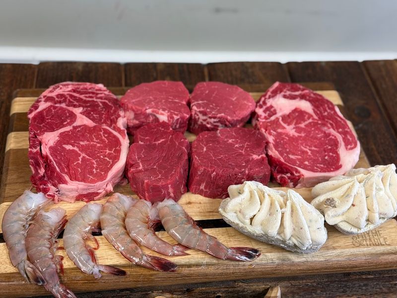 Prime Grass-Fed Beef From South Dakota Alongside The Seafood