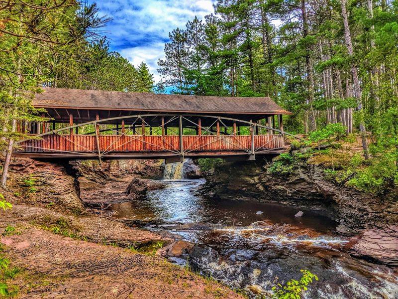A Covered Footbridge Offers Classic Views
