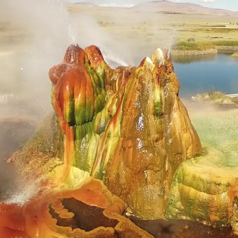 A Rainbow-Colored Geyser In The Nevada Desert