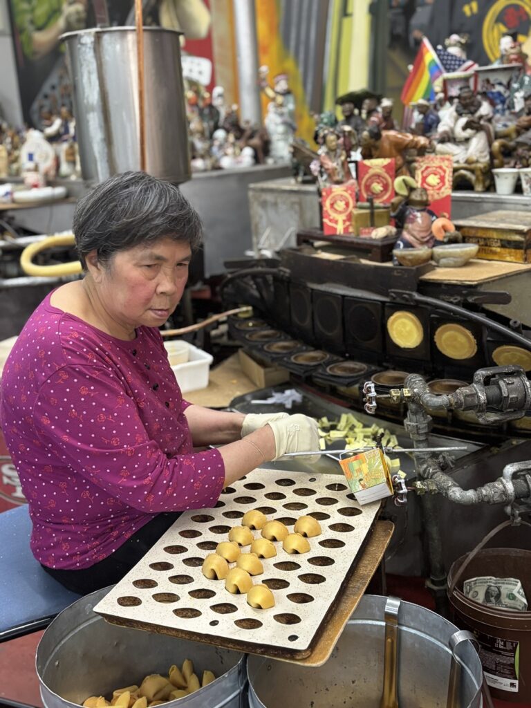 Handmade fortune cookies in SF Chinatown (Eileen Ogintz photo)