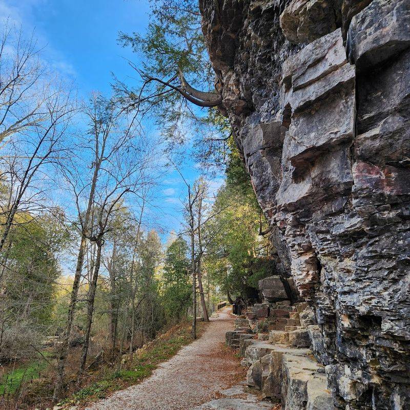 A Rugged Cliff Line Runs Through The Park
