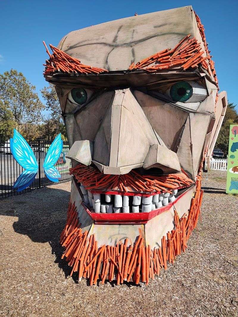 Butterfly Wings, Dinosaurs, And Animal Statues Throughout The Park