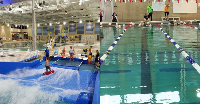 This Washington Aquatic Center Makes Every Season Feel Like Summer With Pools, Slides, And A Lazy River