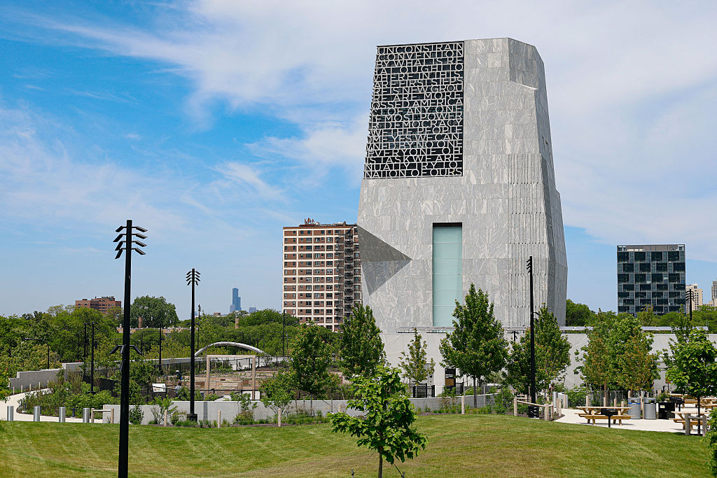 The Museum Tower at the Obama Presidential Center is seen in Chicago, on June 3, 2026. The dedication ceremony for the center will take place on June 18, 2026, and will open to the public on the following day on the Juneteenth holiday. (Photo by KAMIL KRZACZYNSKI / AFP via Getty Images)