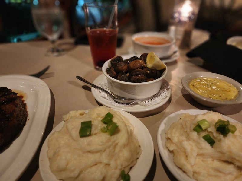 Garlic Mashed Potatoes And Creamed Spinach Complete The Traditional Feast