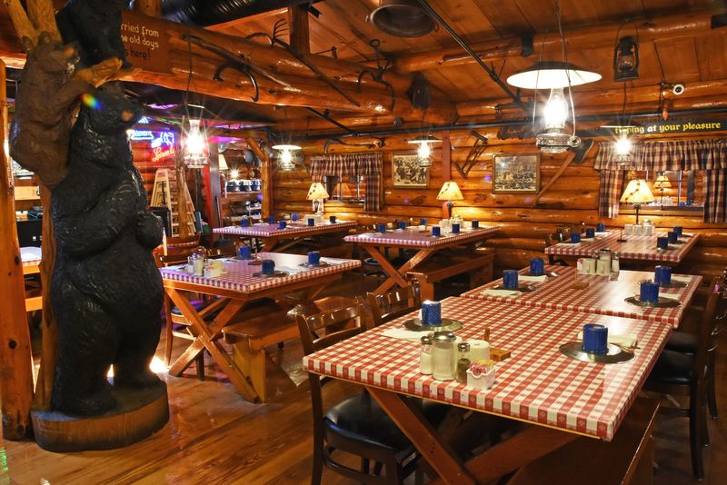 The Golden Pine Log Dining Rooms Add To The Fun