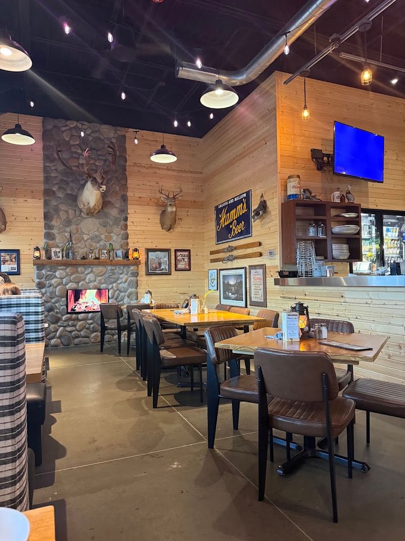 Knotty Pine Walls Create A Lodge-Like Setting