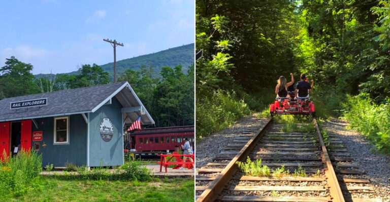 This 8 Mile New York Railbike Ride Follows A Creek Through The Catskills