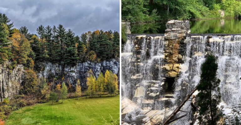 This Secret Massachusetts Waterfall Pours Over An Old Quarry And Rewards Every Step Taken