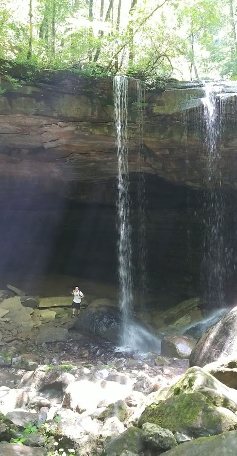 Big Laurel Falls And The Caves Along The Way